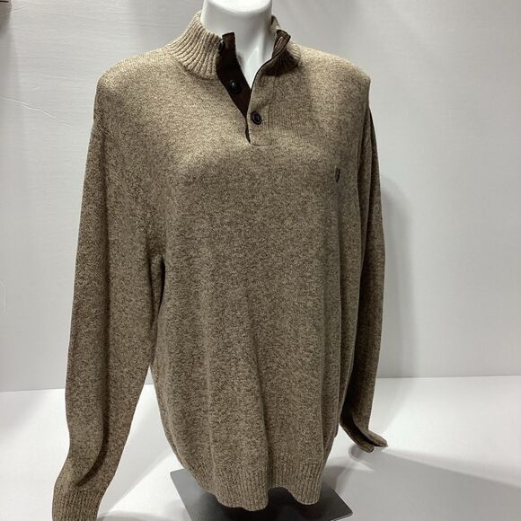 Chaps Men's Sweater Patch Elbows 3 Button Knit Henley Pullover L - Picture 2 of 12